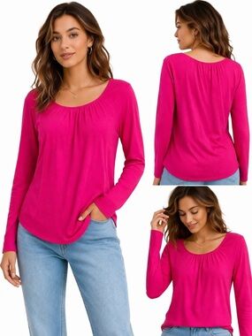 Loft Bright Pink Soft Knit Top Size -S